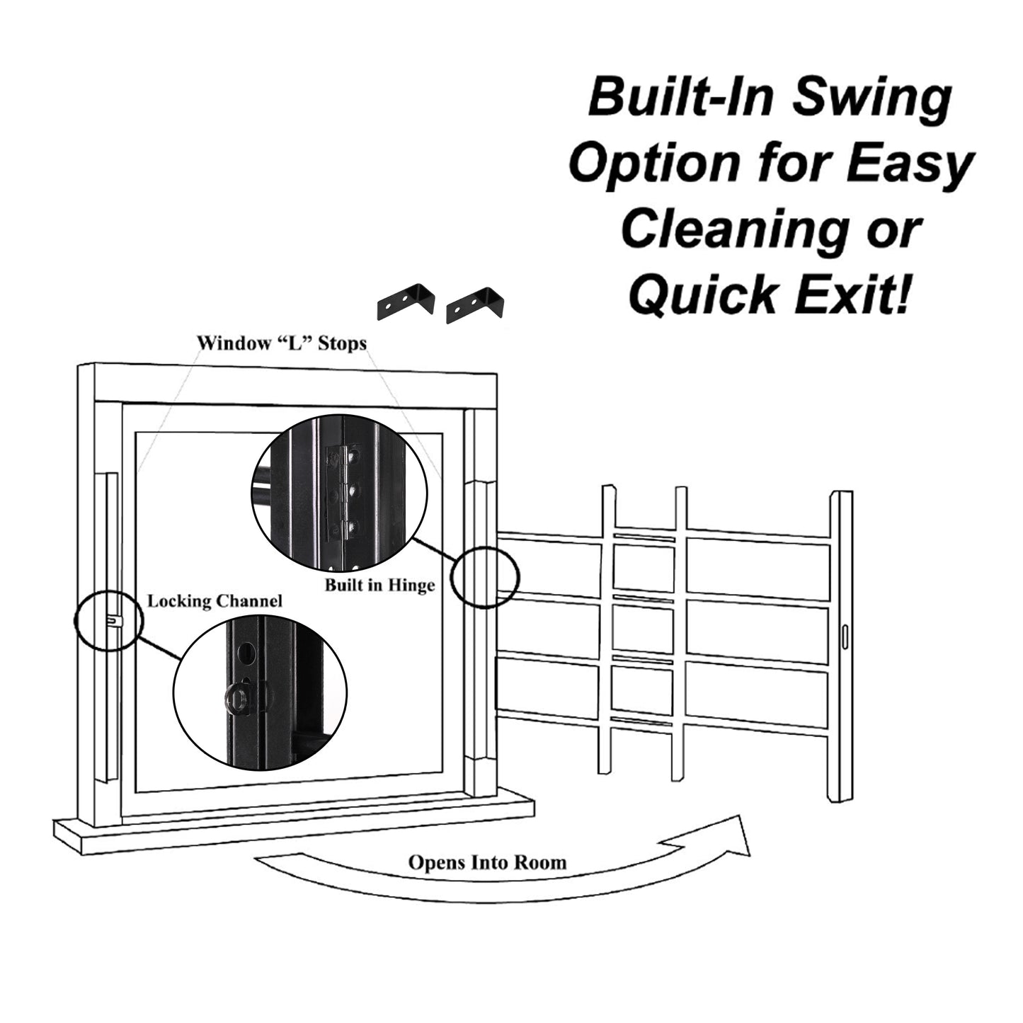 Hinged 6-Bar Window Guard