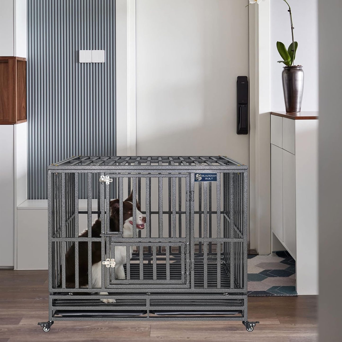 Heavy Duty 42 Inch Dog Pet Crate Cage Kennel with Wheels