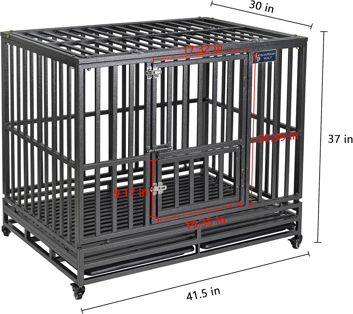 Heavy Duty 42 Inch Dog Pet Crate Cage Kennel with Wheels