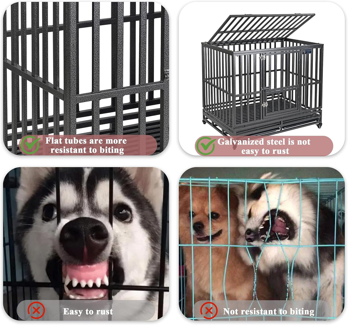 Heavy Duty 42 Inch Dog Pet Crate Cage Kennel with Wheels